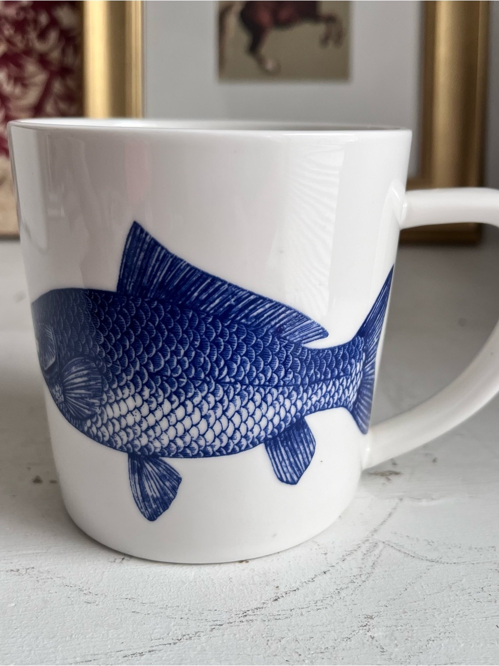 Caskata Studio blue and white fish mug
